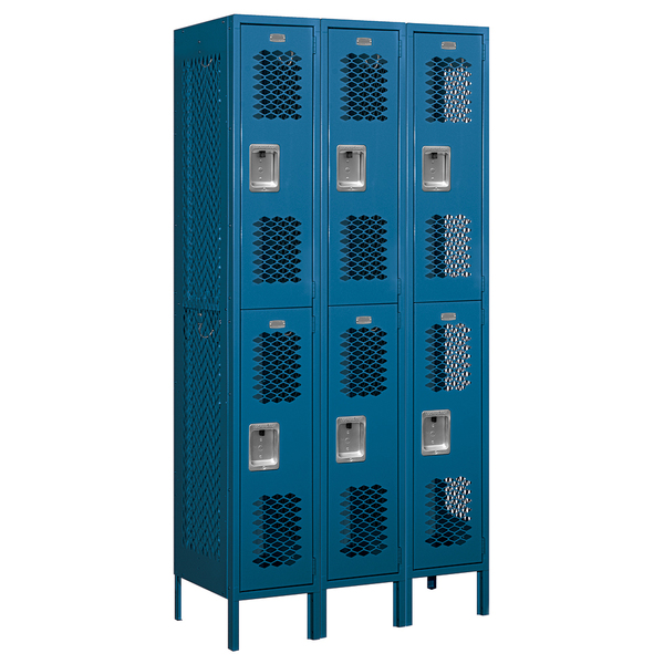 Salsbury Industries Wardrobe Locker, 36" W, 18" D, 78" H, (3) Wide, (6) Openings, Blue 72368BL-U